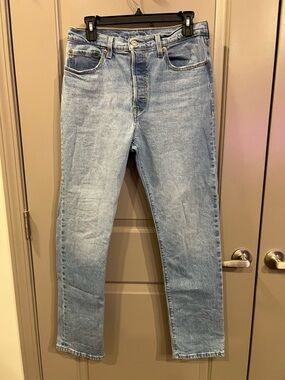 Levi's 501 Faded Light Blue Slim Straight Jeans